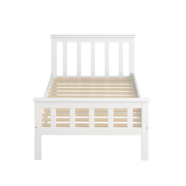 Levede Wooden Bed Frame Single Size Mattress Base Solid  Pine Wood White