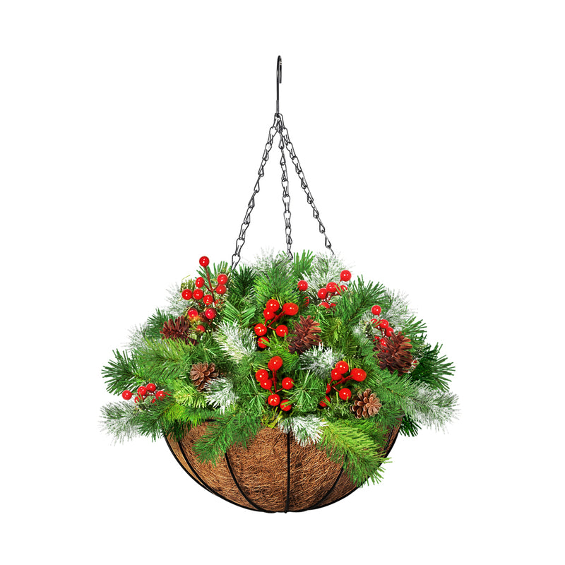 Santaco Christmas Hanging Basket Ornaments LED Lights Home Garden Decor 30cm