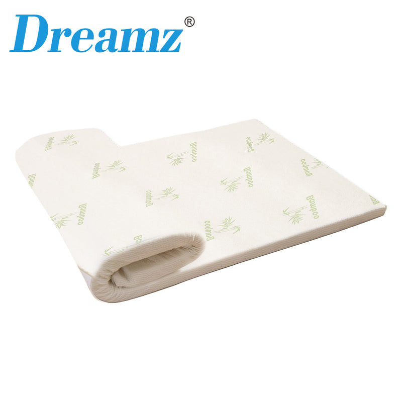 DreamZ Memory Foam Mattress Topper Bamboo Cover Washable 8CM Underlay Mat Double