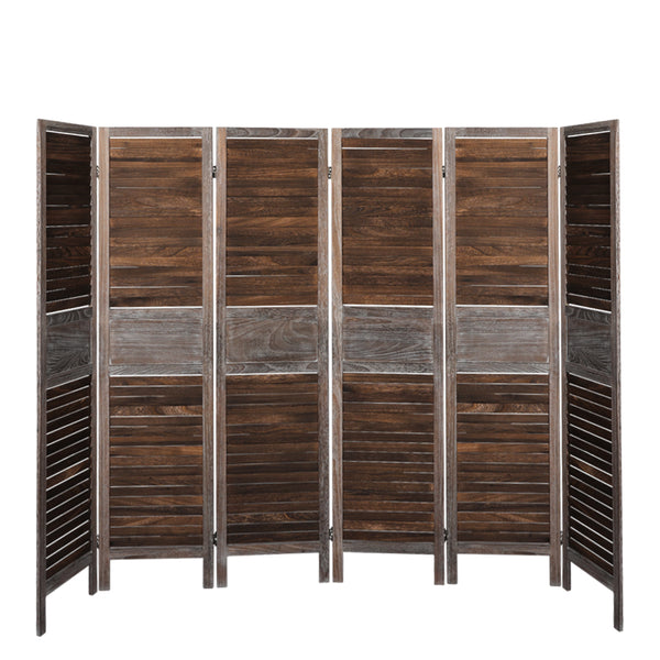 Levede 6 Panel Room Divider Folding Screen Privacy Dividers Stand Wood Brown