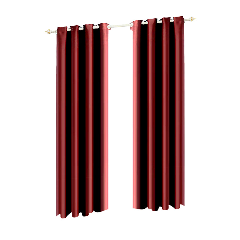 2x Blockout Curtains Panels Blackout 3 Layers Eyelet Room Darkening  140x230cm