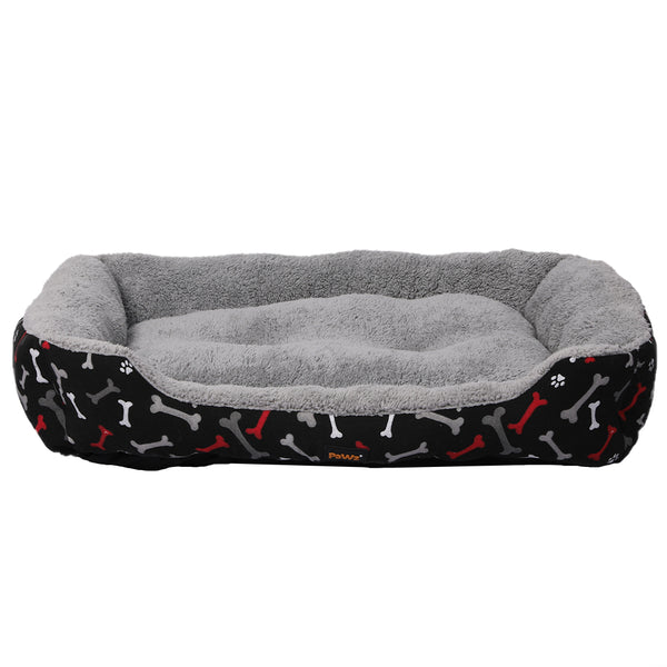 PaWz Pet Dog Cat Bed Deluxe Soft Cushion Lining Warm Kennel Black Bone XL