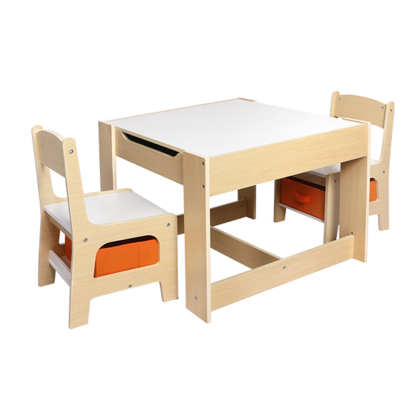 BoPeep Kids Table and Chairs Set Storage Box Toys Play Desk Wooden Study