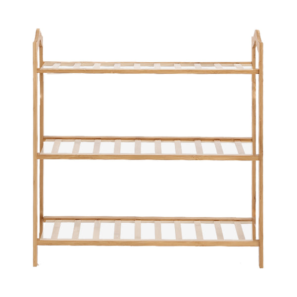 Levede Bamboo Shoe Rack Storage Wooden Organizer Shelf Stand 3 Tiers Layers 70cm