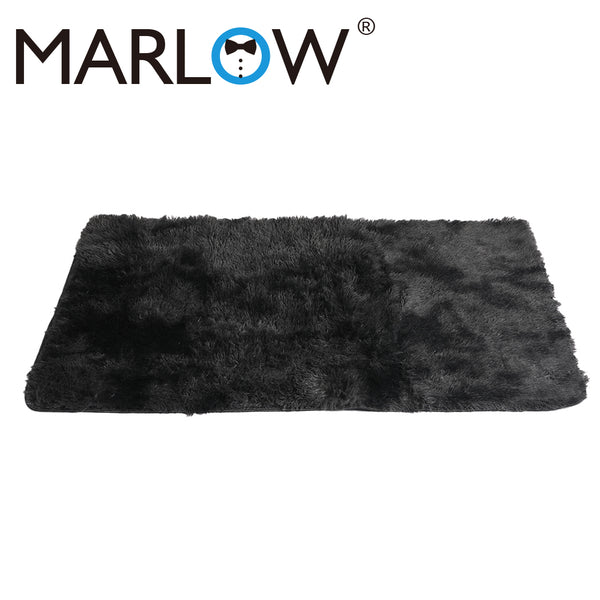 Marlow Floor Rug Shaggy Rugs Soft Large Carpet Area Tie-dyed 120x160cm Black