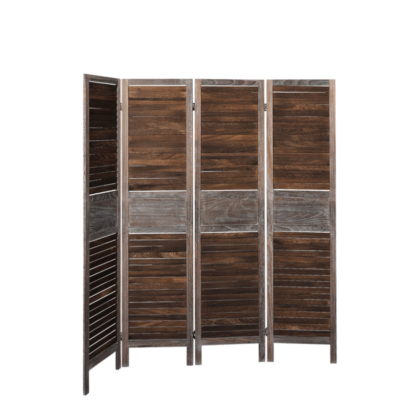 Levede 4 Panel Room Divider Folding Screen Privacy Dividers Stand Wood Brown