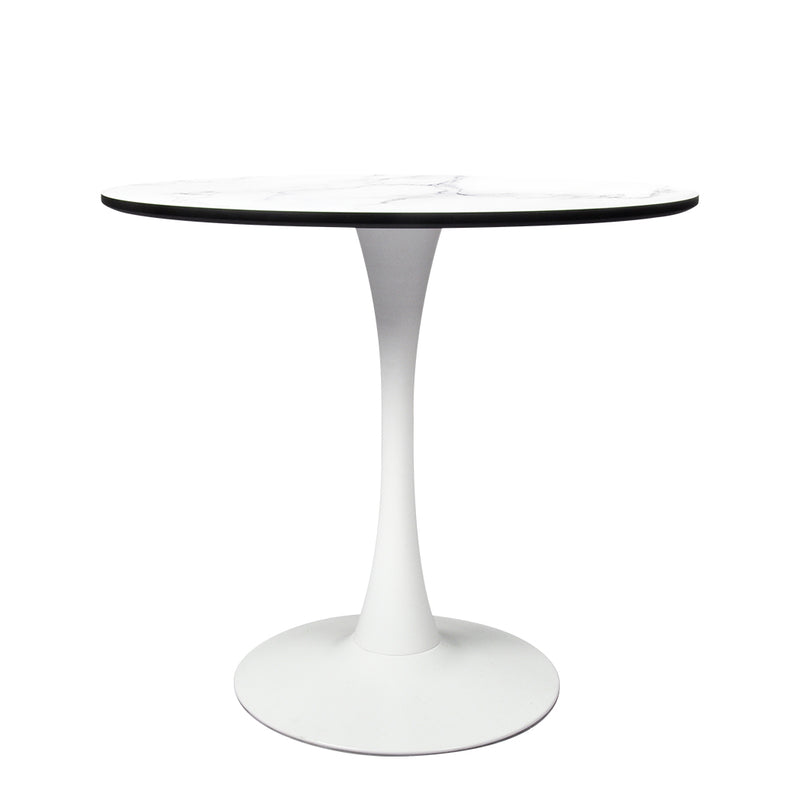 Levede Dining Table Kitchen Swivel Marble Tulip Outdoor Round Metal White