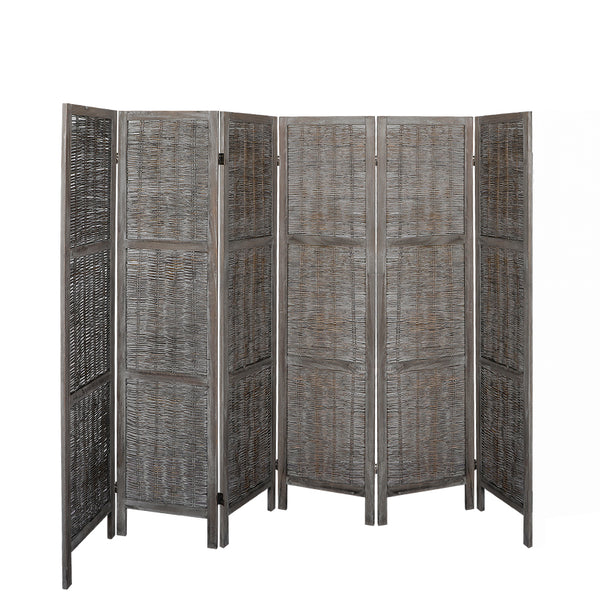 Levede 6 Panels Room Divider Screen Privacy Rattan Timber Fold Woven Grey