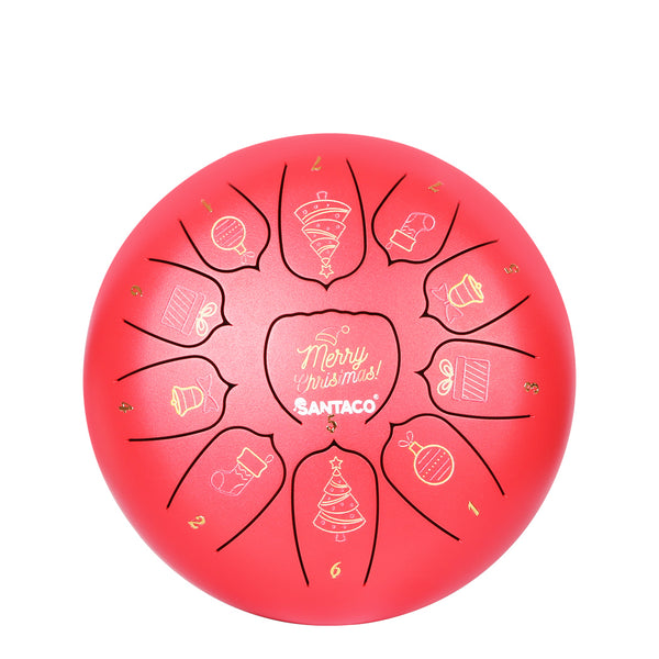 Steel Tongue Drum 10〞 11 Notes Handpan And Bag Mallet Christmas Gifts Red