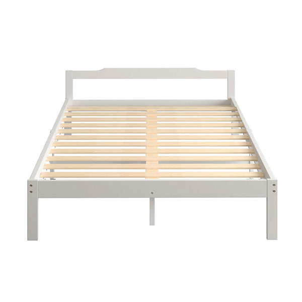 Levede Wooden Bed Frame Queen Size Mattress Base Solid Timber Pine Wood White