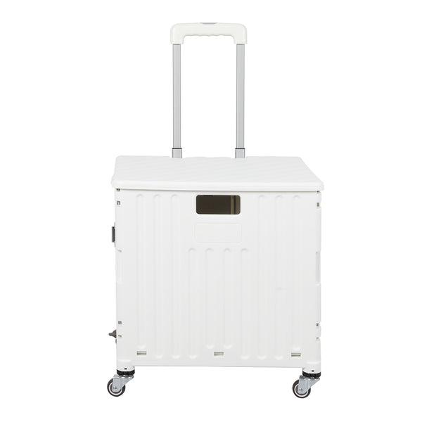 Folding Shopping Trolley Cart Portable Rolling Grocery Basket  Wheel White