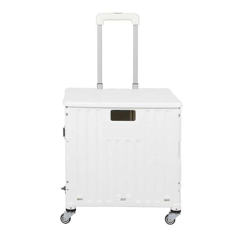 Folding Shopping Trolley Cart Portable Rolling Grocery Basket  Wheel White