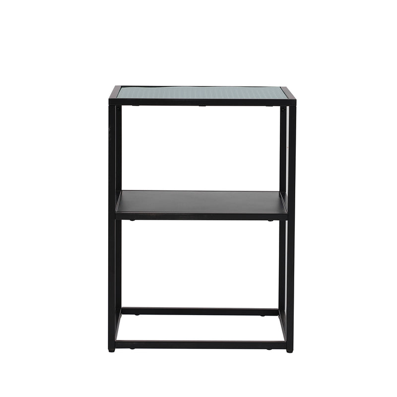 Levede 2-Tier Side Table Open Design Steel Home Shelf Safety Glass End Table