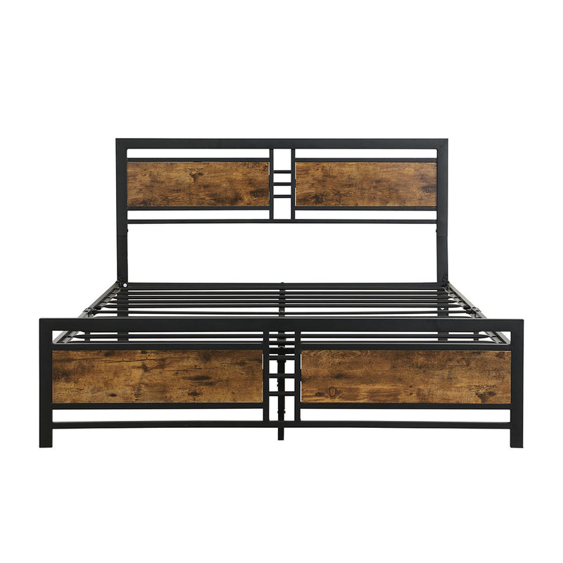 Levede Metal Bed Frame Double Size Mattress Base Platform Wooden Headboard Black