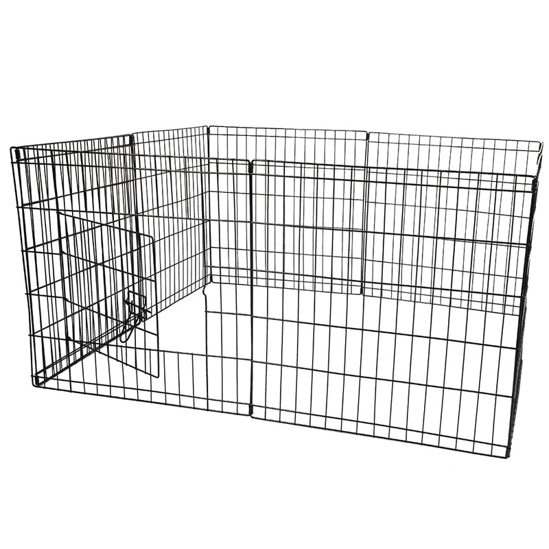 PaWz Pet Dog Playpen Puppy Exercise 8 Panel Enclosure Fence Black With Door 30"