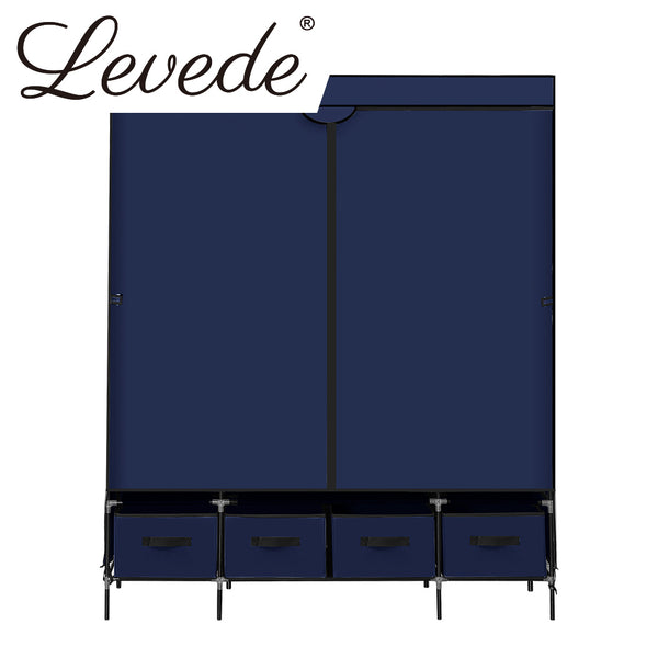 Levede Portable Wardrobe Clothes Closet Storage Cabinet 4 Drawer Navy Blue