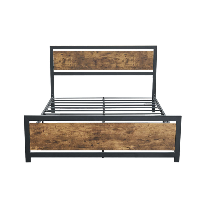 Levede Metal Bed Frame Mattress Base Platform Wooden Industrial  Double Rustic