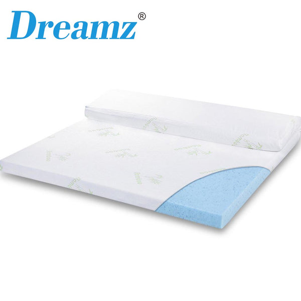 DreamZ 8cm Thickness Cool Gel Memory Foam Mattress Topper Bamboo Fabric Single