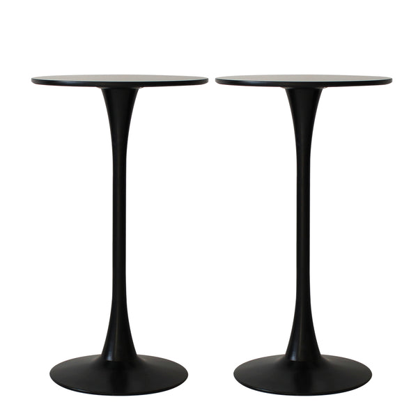 Levede 2x Bar Table Pub Tables Kitchen Marble Tulip Outdoor Round Metal Black