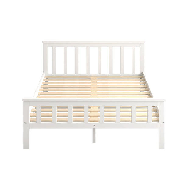 Levede Wooden Bed Frame Double Size Mattress Base Solid Timber Pine Wood White