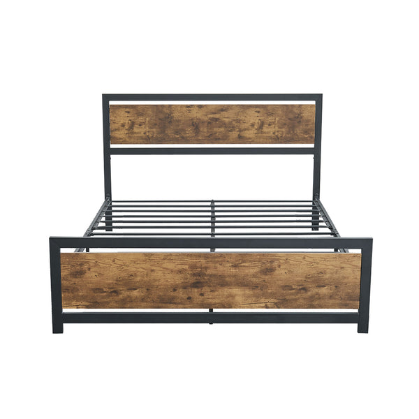 Levede Metal Bed Frame Mattress Base Platform Wooden Industrial Queen Rustic