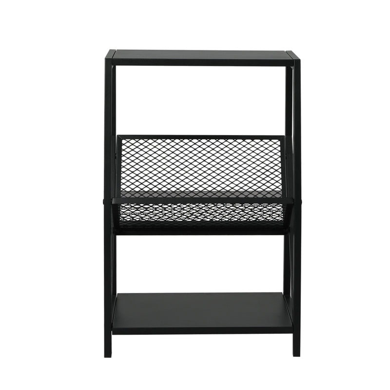 Levede Small Bookshelf 3-Tier Storage Organizer Rack Bookcase Steel Display File