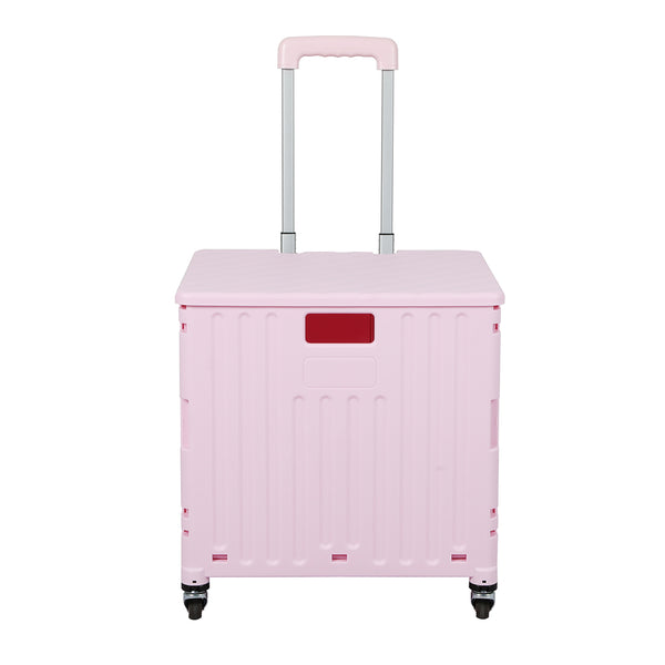 Folding Shopping Trolley Cart Portable Rolling Grocery Basket  Wheel Pink