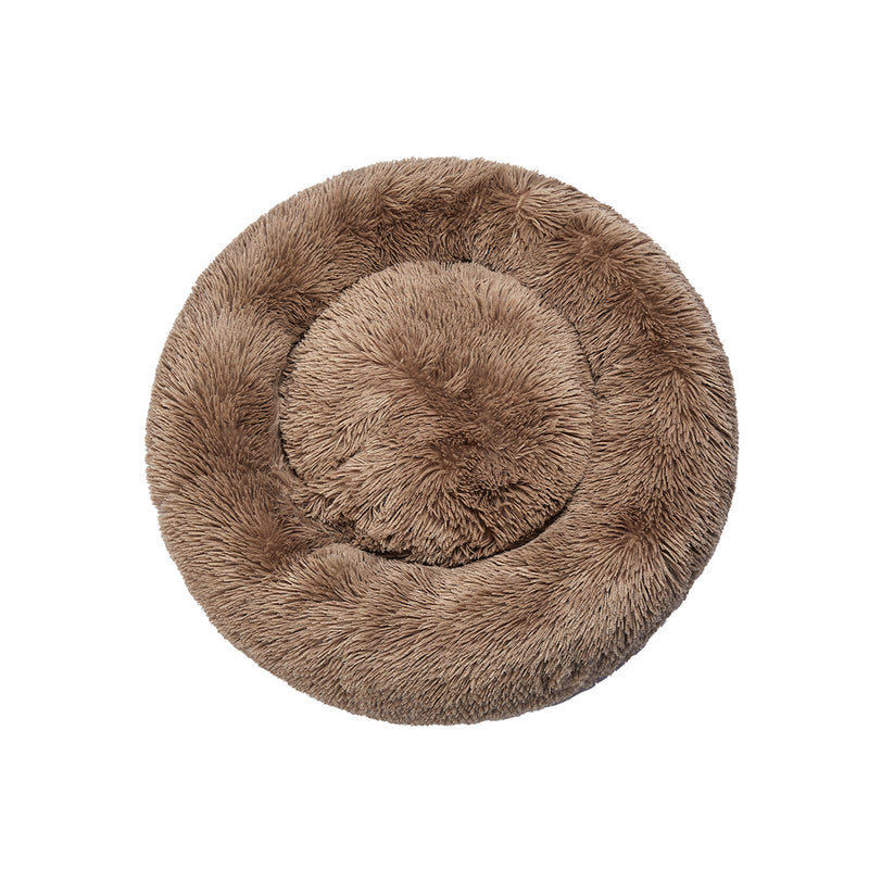 PaWz Pet Bed Cat Dog Donut Nest Calming Mat Kennel Cave Deep Sleeping Brown XXXL