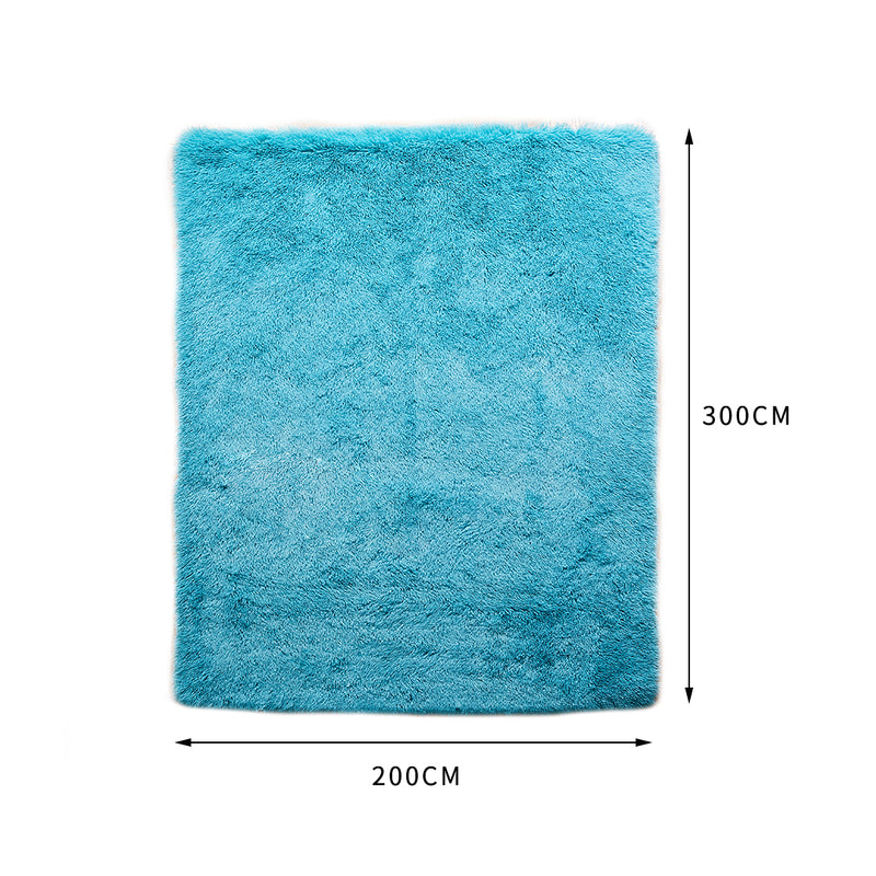 Designer Soft Shag Shaggy Floor Confetti Rug Carpet Home Decor 300x200cm Blue