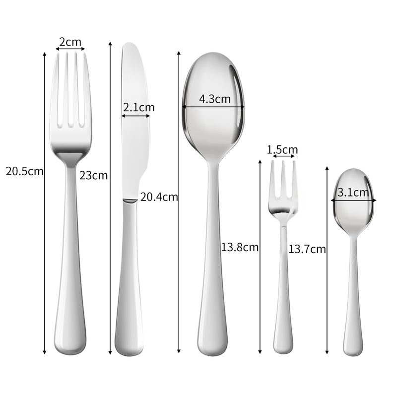 30pcs Stainless Steel Cutlery Set Glossy Tableware Flatware Fork Knife Spoon Set