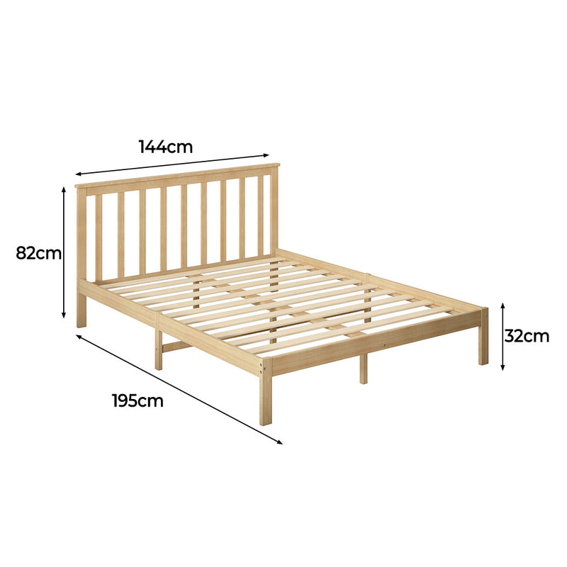 Levede Wooden Bed Frame Double Full Size Mattress Base Timber Natural