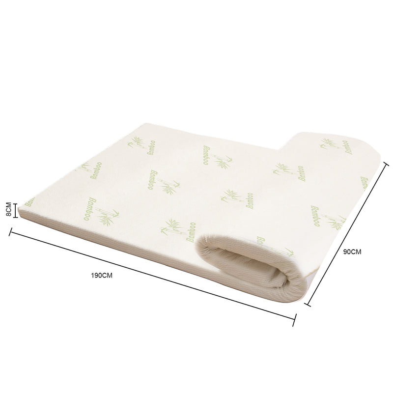 DreamZ 8cm Bedding Cool Gel Memory Foam Bed Mattress Topper Bamboo Cover Single