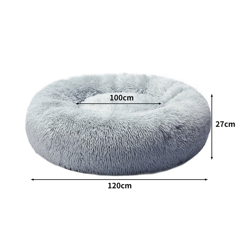 PaWz Pet Bed Cat Dog Donut Nest Calming Kennel Cave Sleeping Light Grey XXXL