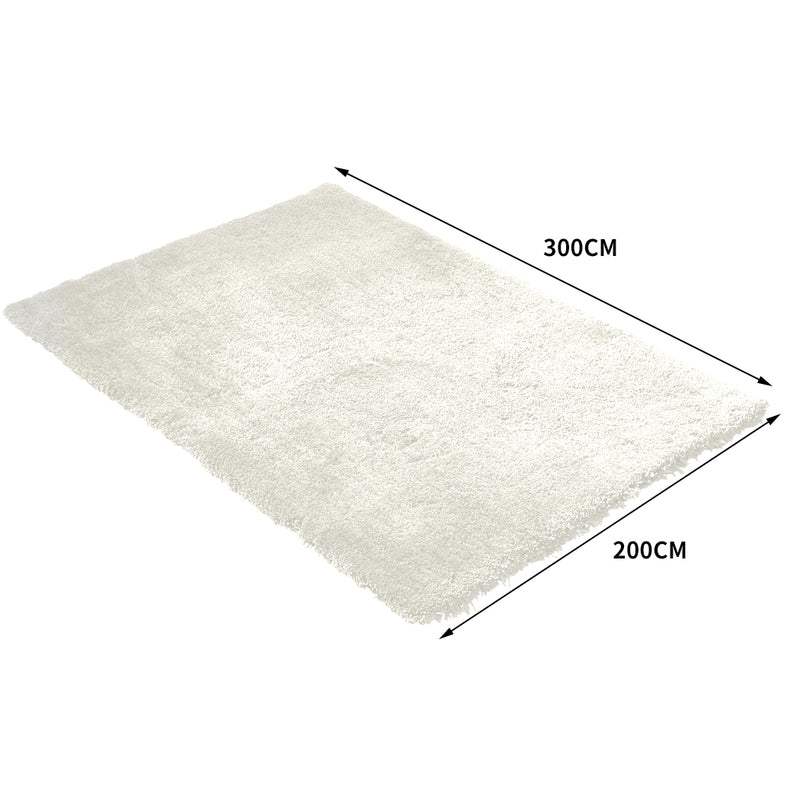 Ultra Soft Anti Slip Rectangle Plush Shaggy Floor Rug Carpet in Beige 200x300cm