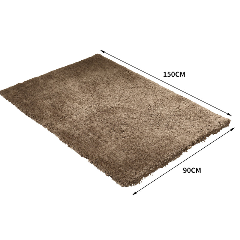 Ultra Soft Anti Slip Rectangle Plush Shaggy Floor Rug Carpet in Taupe 90x150cm