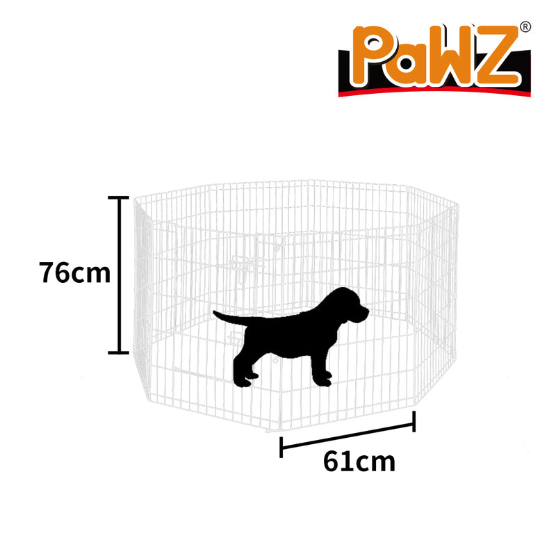 PaWz Pet Dog Playpen Puppy Exercise 8 Panel Enclosure Fence Silver With Door 30"