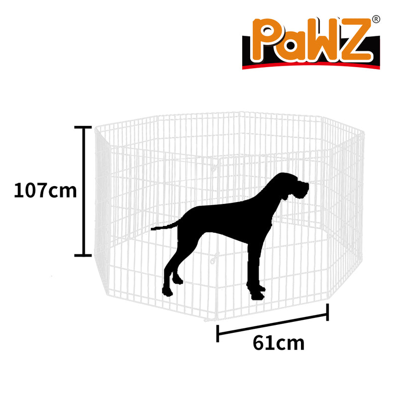 PaWz Pet Dog Playpen Puppy Exercise 8 Panel Fence Silver Extension No Door 42"