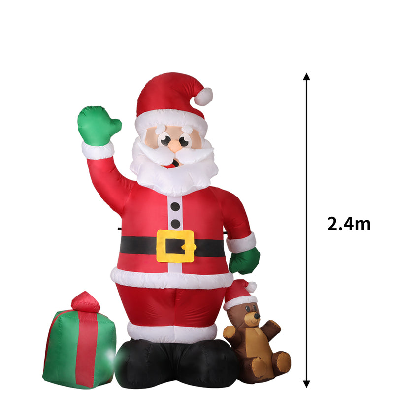 Santaco Inflatable Christmas Outdoor Decoration Santa 2.4M LED Lights Xmas Party