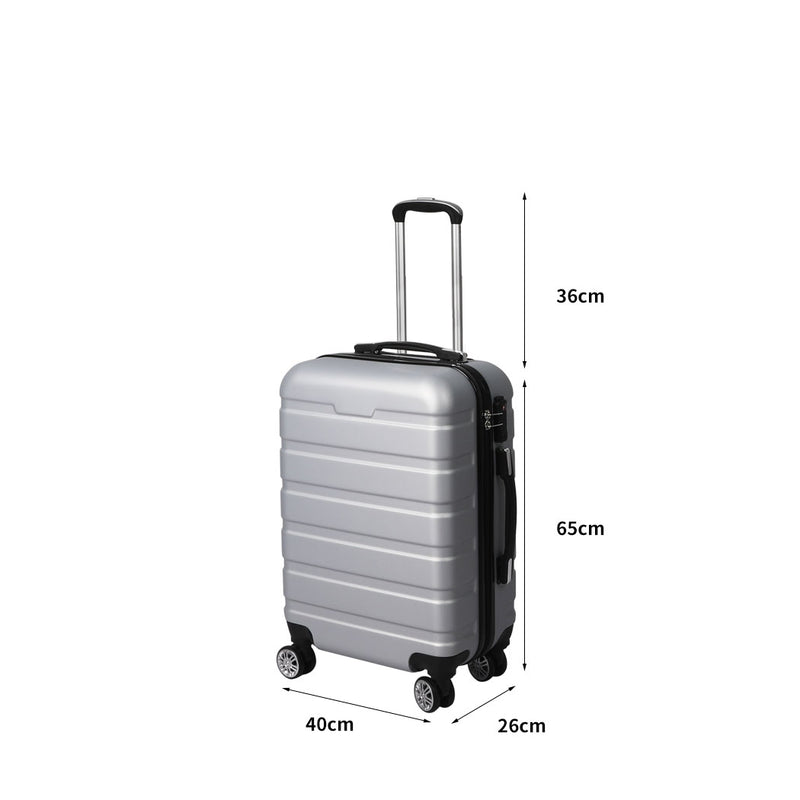 Slimbridge 24" Luggage Suitcase Trolley Travel Packing Lock Hard Shell Silver