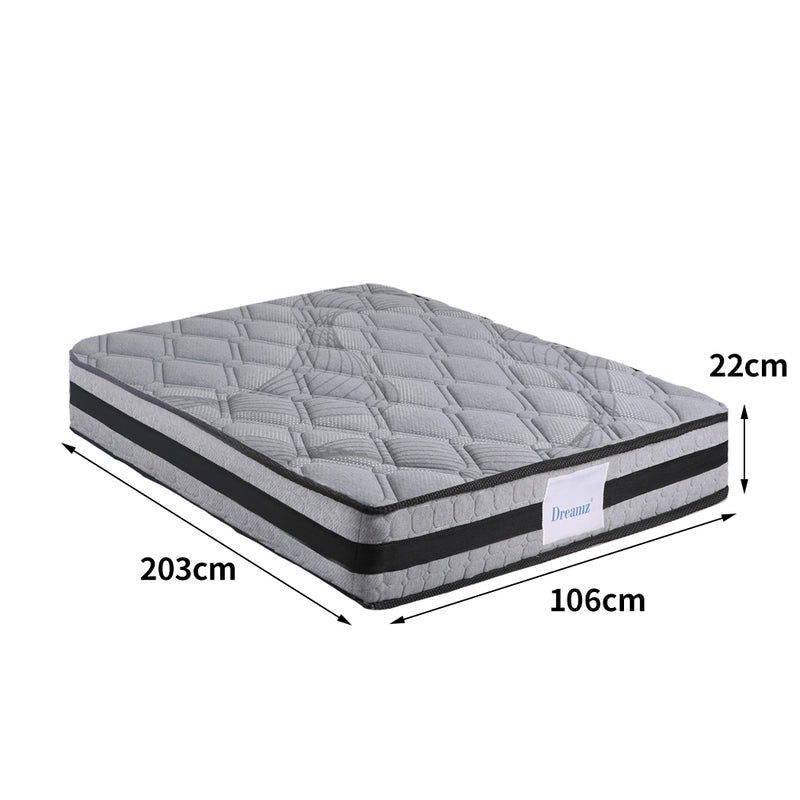 Dreamz Mattress Spring Foam Medium Firm All Size 22CM King Single Dark Grey