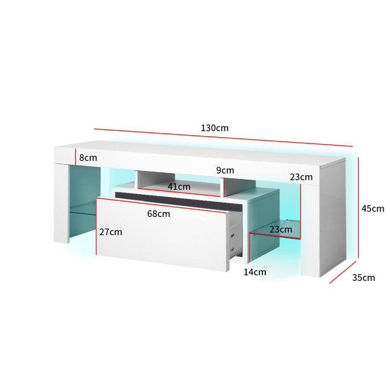 Levede TV Cabinet Entertainment Unit Stand RGB LED Furniture Wooden Shelf 160cm