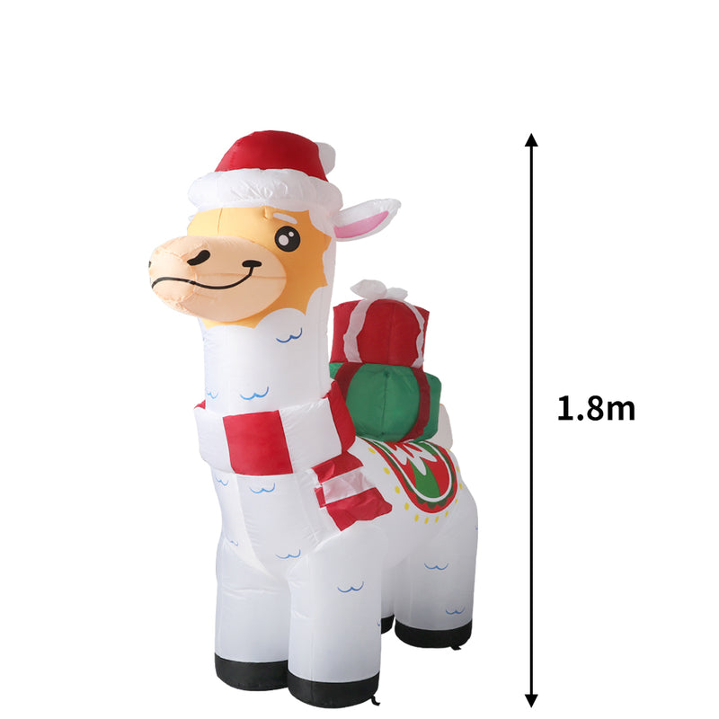 Santaco Inflatable Christmas Decorations Xmas Alpaca 1.8M LED Lights Xmas Party