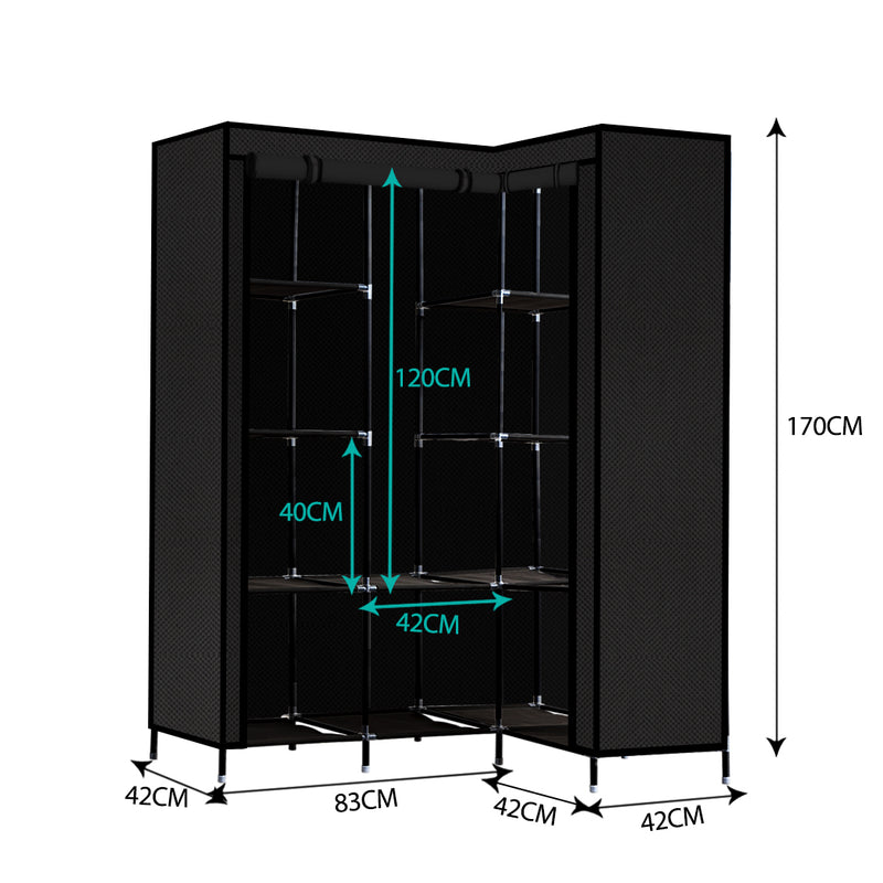 Levede Portable Clothes Closet Wardrobe Space Saver Storage Cabinet Black