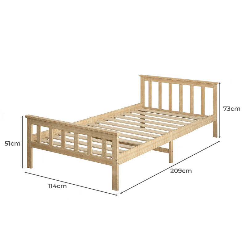 Levede Wooden Bed Frame King Single Size Mattress Base Solid Pine Wood Natural