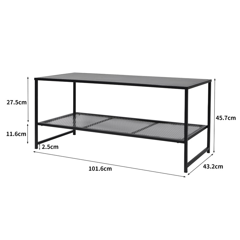 Levede 2-Tier Side Table Spacious Design Steel Home Shelf Waterproof End Table