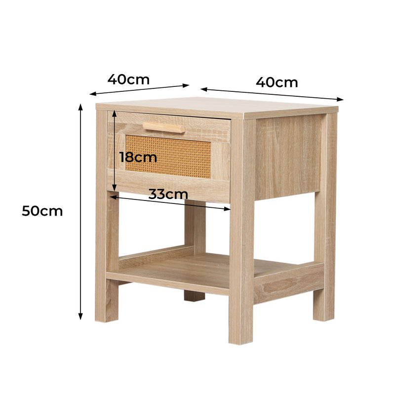 Levede Bedside Tables Rattan Wood Drawers Nightstand Storage Cabinet Bedroom