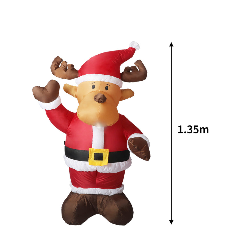 Santaco Inflatable Christmas Decor Santa Reindeer 1.35M LED Lights Xmas Party