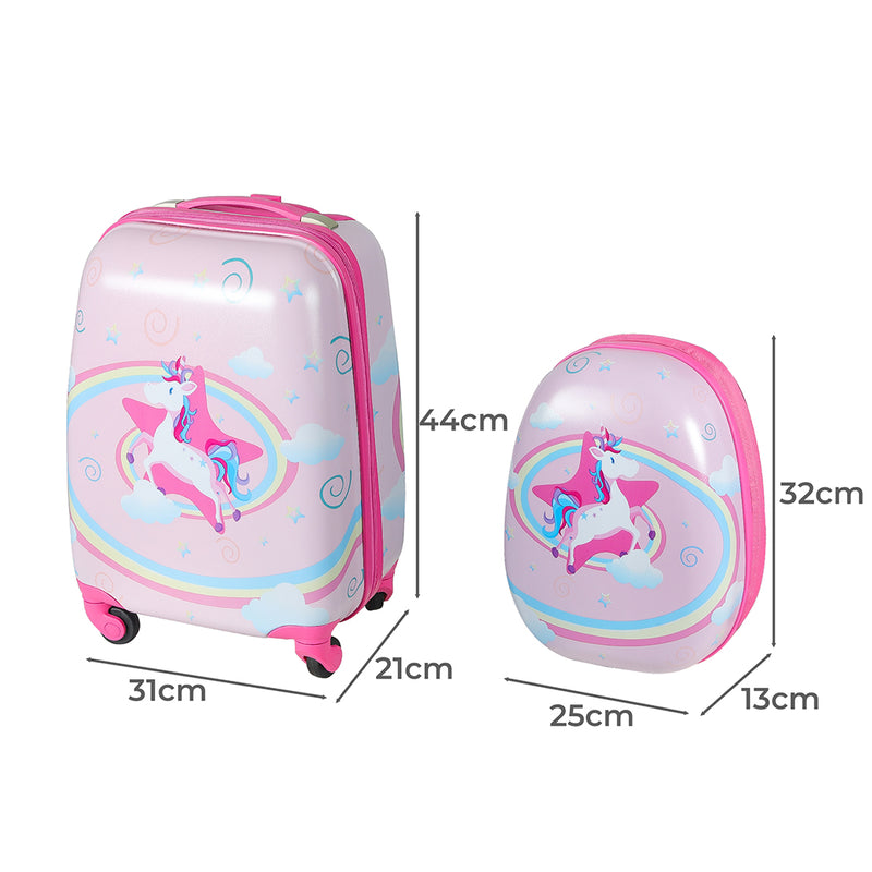 BoPeep 16''13'' 2PCS Kids Luggage Set Travel Suitcase Child Bag Backpack Unicorn