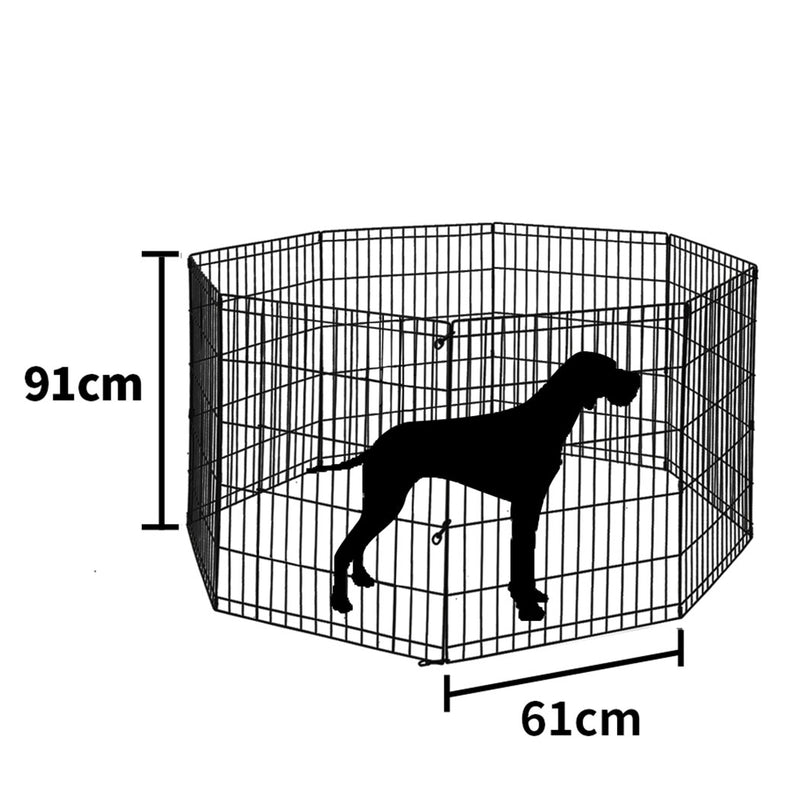 PaWz Pet Dog Playpen Puppy Exercise 8 Panel Fence Black Extension No Door 36"