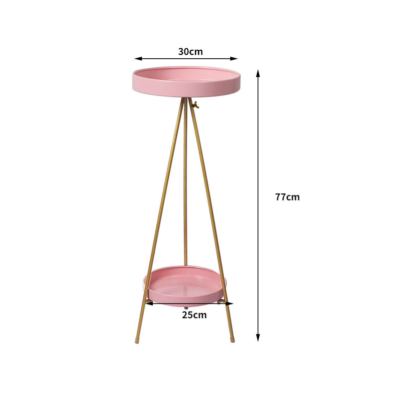 Levede Plant Stand 2 Tiers Outdoor Indoor Metal Flower Pots Rack Garden Pink